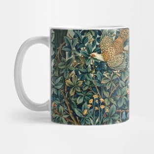 Greenery Forest Animals - Pheasant and Fox Blue Green Floral Mug